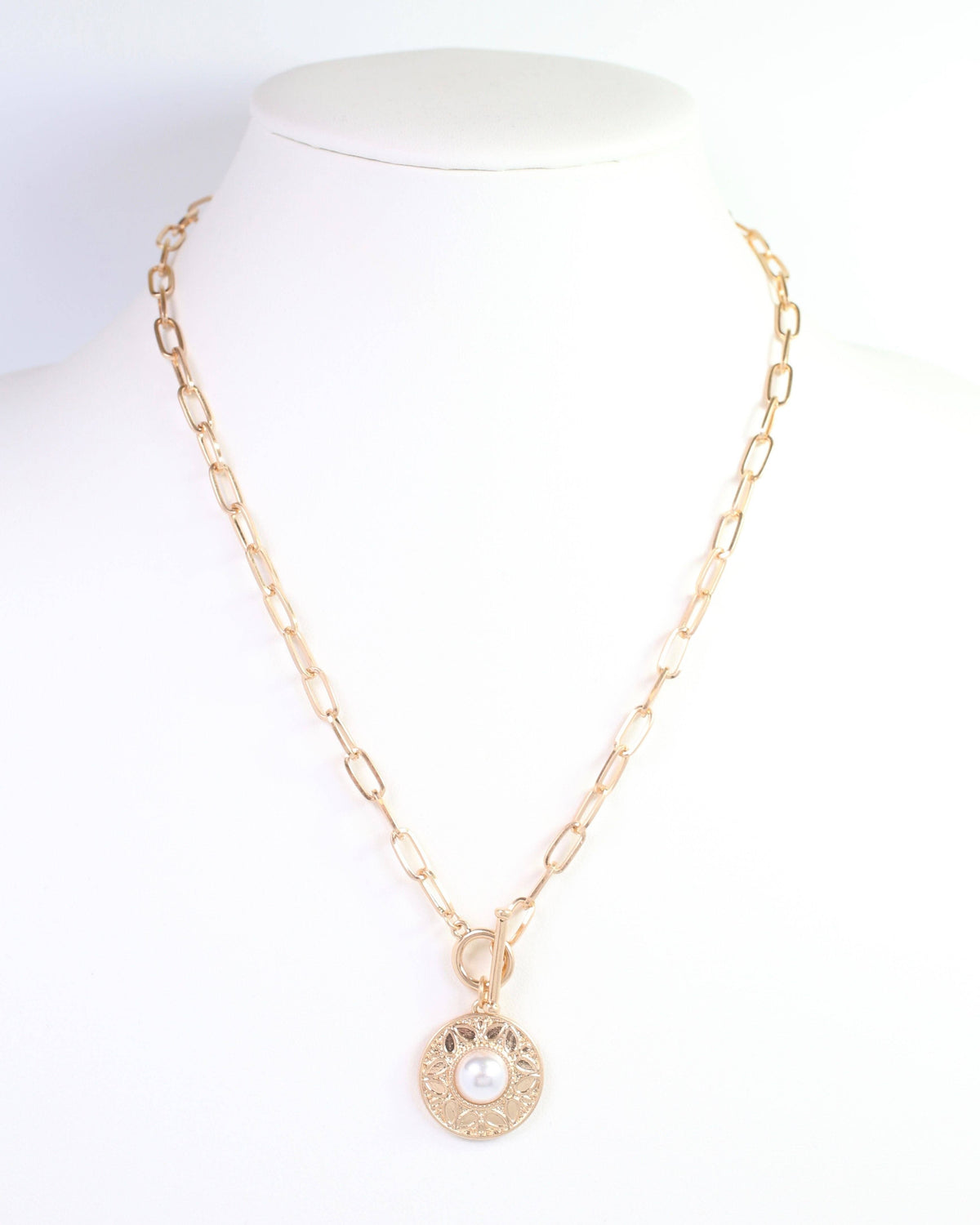 Caroline Hill Terrace Circle Drop Pearl Necklace