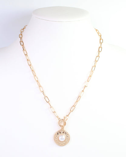 Caroline Hill Terrace Circle Drop Pearl Necklace