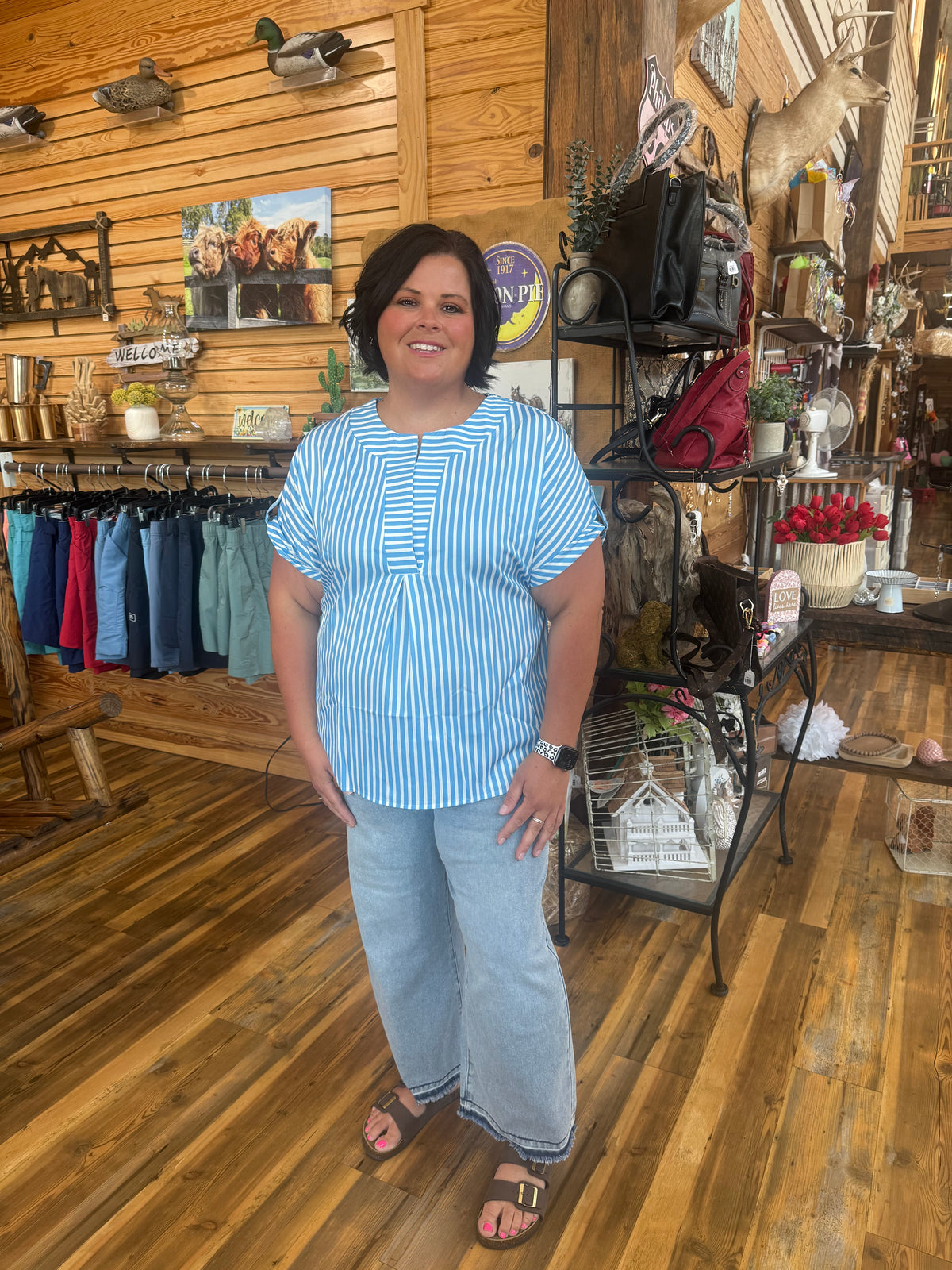 Plus Blue and White Striped Top