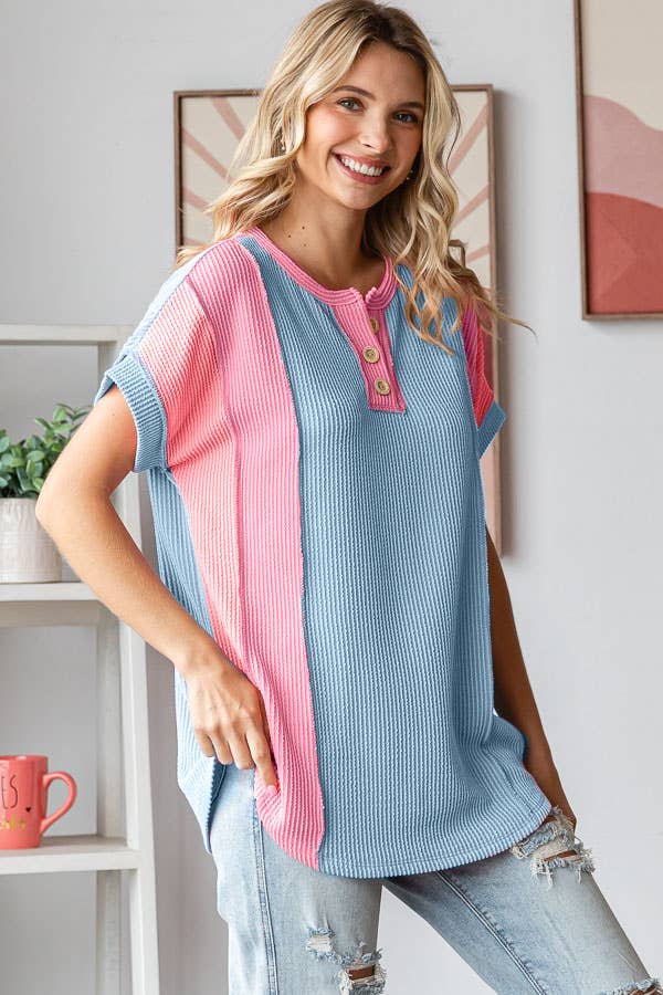 Plus Women's Ribbed Twist Top