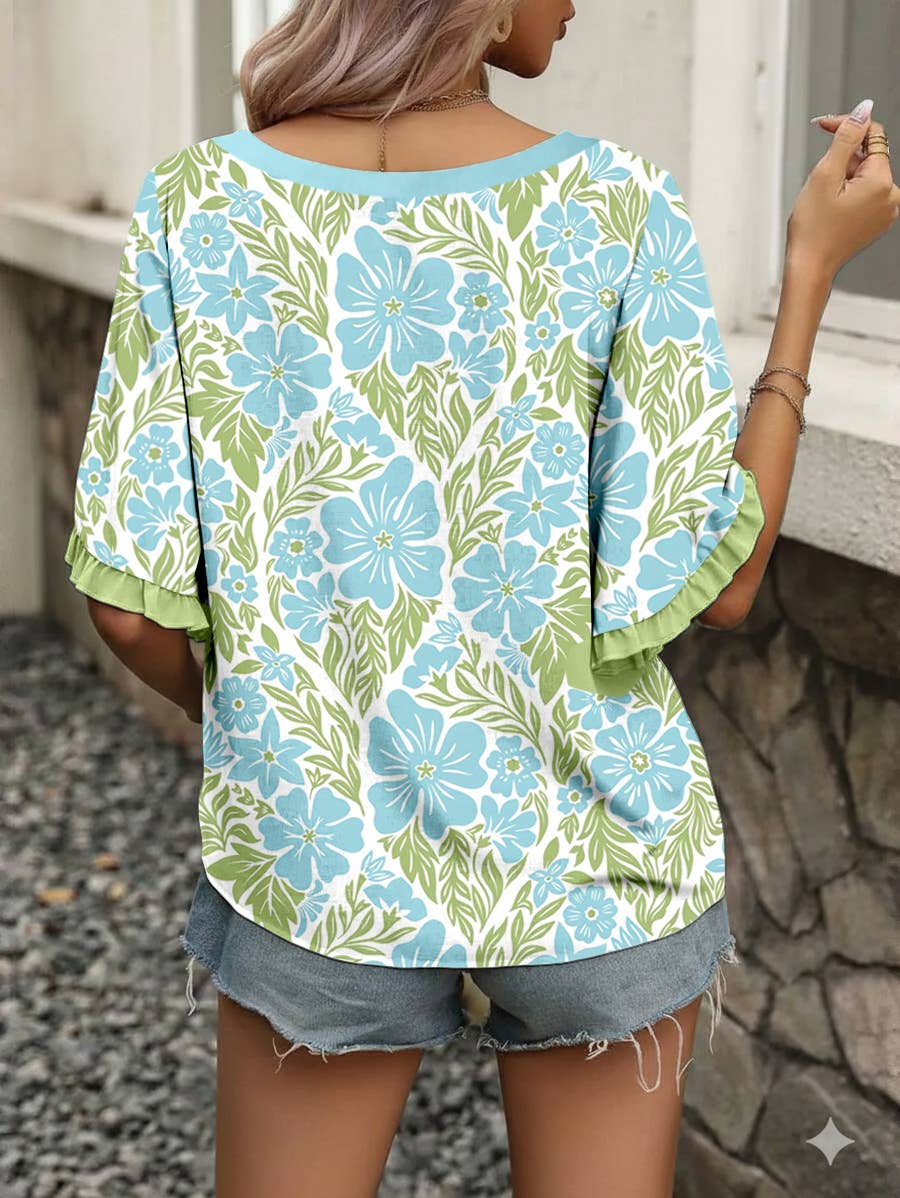 Floral Printed Ruffle Top