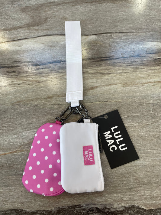 Double Pouch Wristlets Pink/White Poka Dot