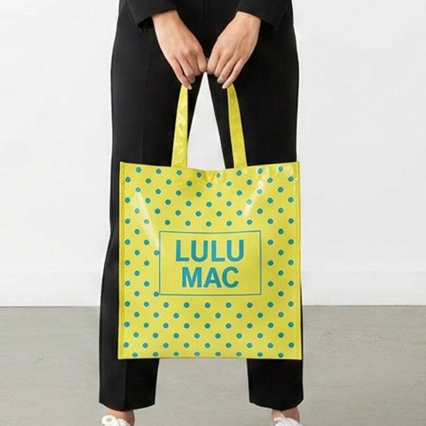 Lulu Mac Tote, Butter/Blue Dots