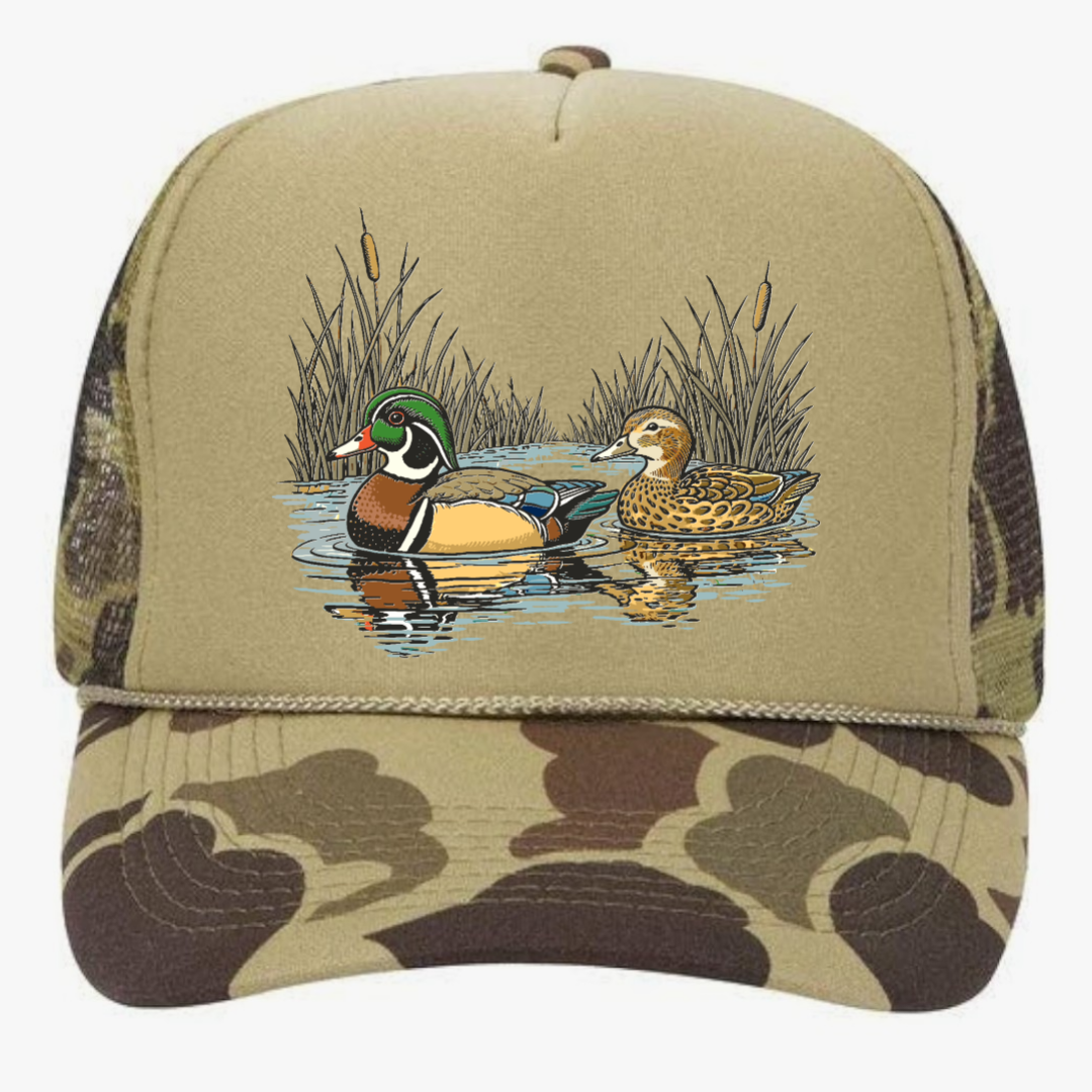 Tan Camo Duck Trucker Hat