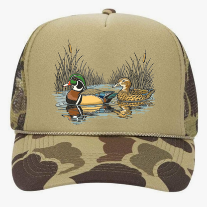 Tan Camo Duck Trucker Hat