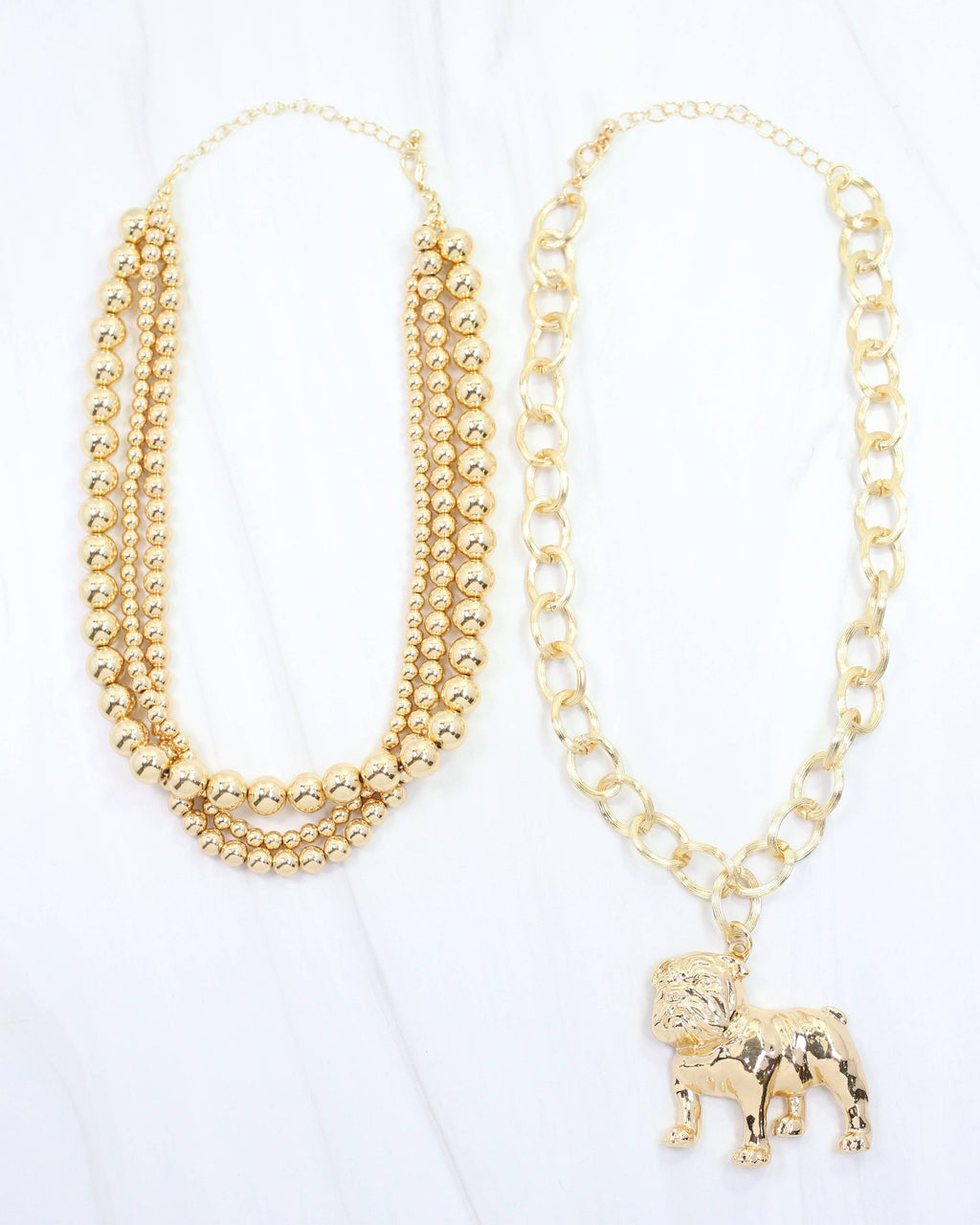 Caroline Hill Layered Dog Necklace Gold