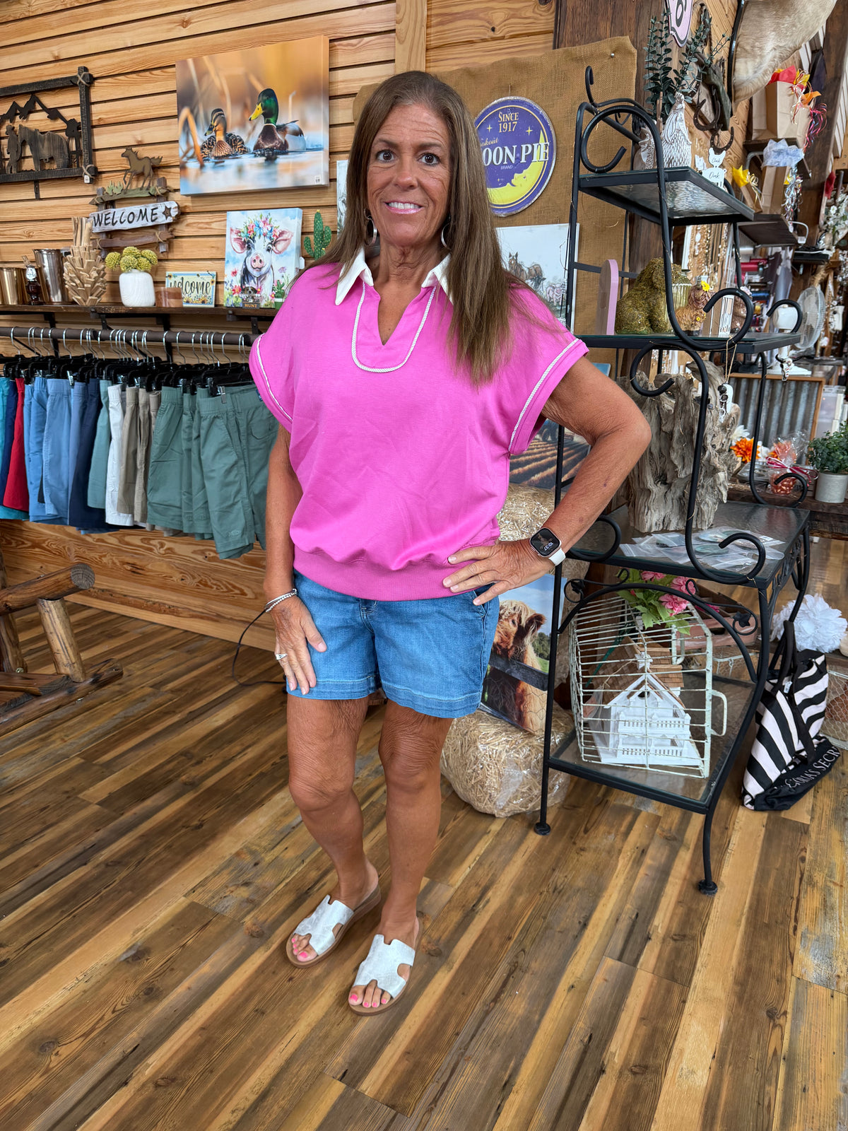 Collared Polo Top Pink