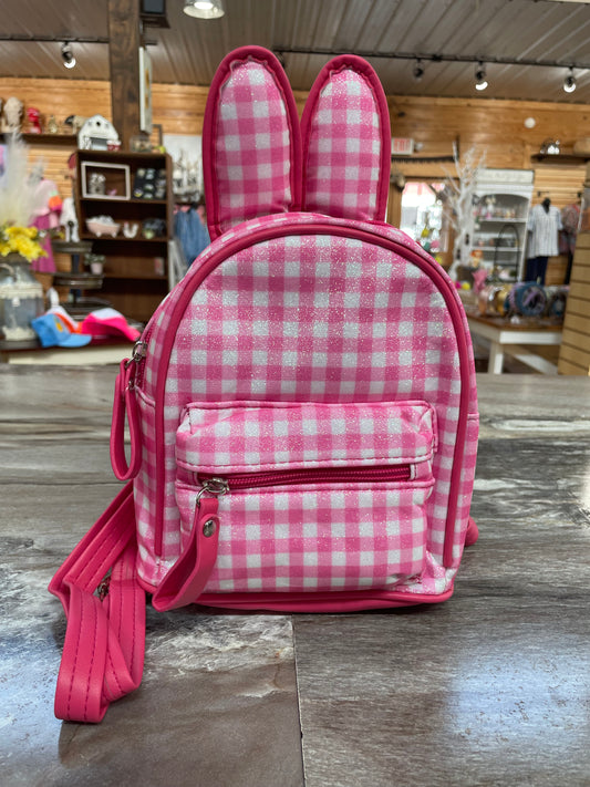 Bunny Mini Backpack Pink Gingham