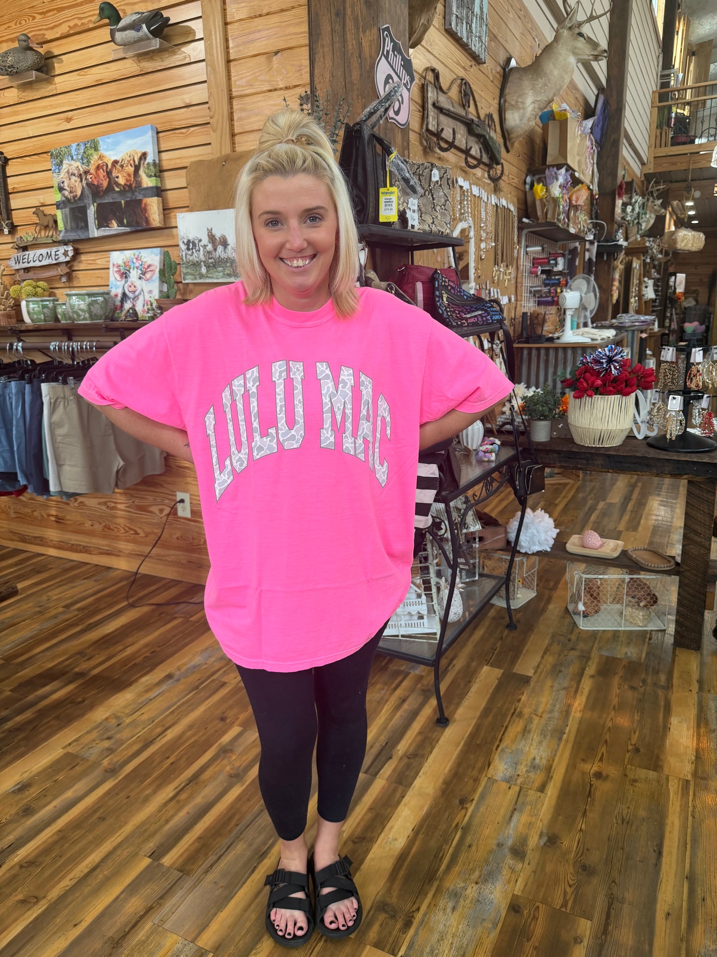 Lulu Mac Neon Pink/Camo Tee