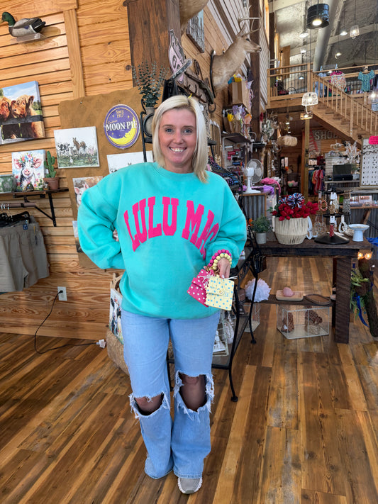Lulu Mac Mint/Hot Pink Puff Sweatshirt