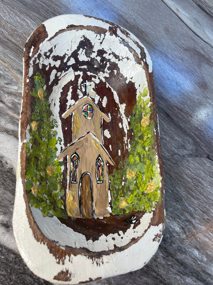 Handpainted Church Dough Bowl