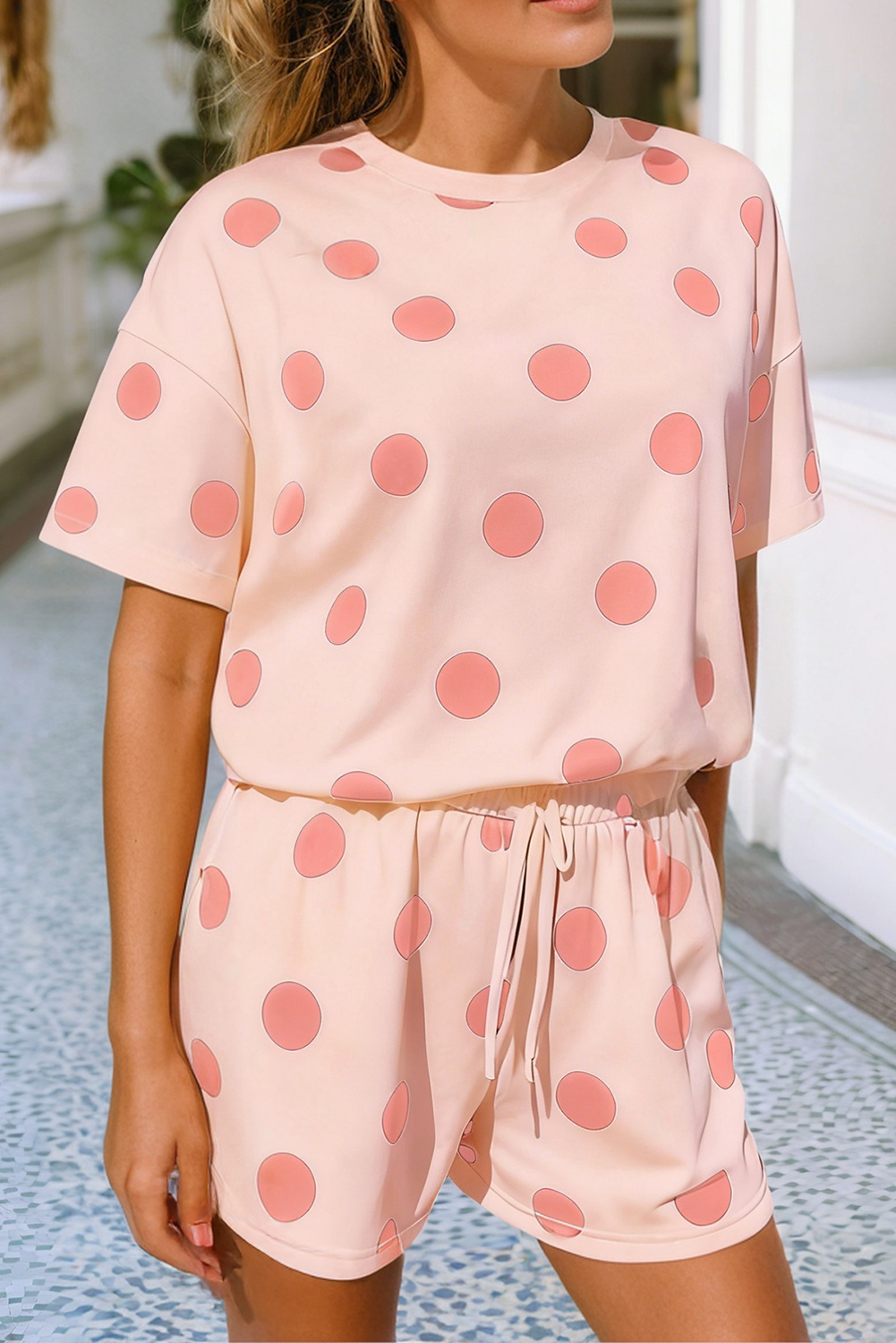 Pink Polka Dot Short Set
