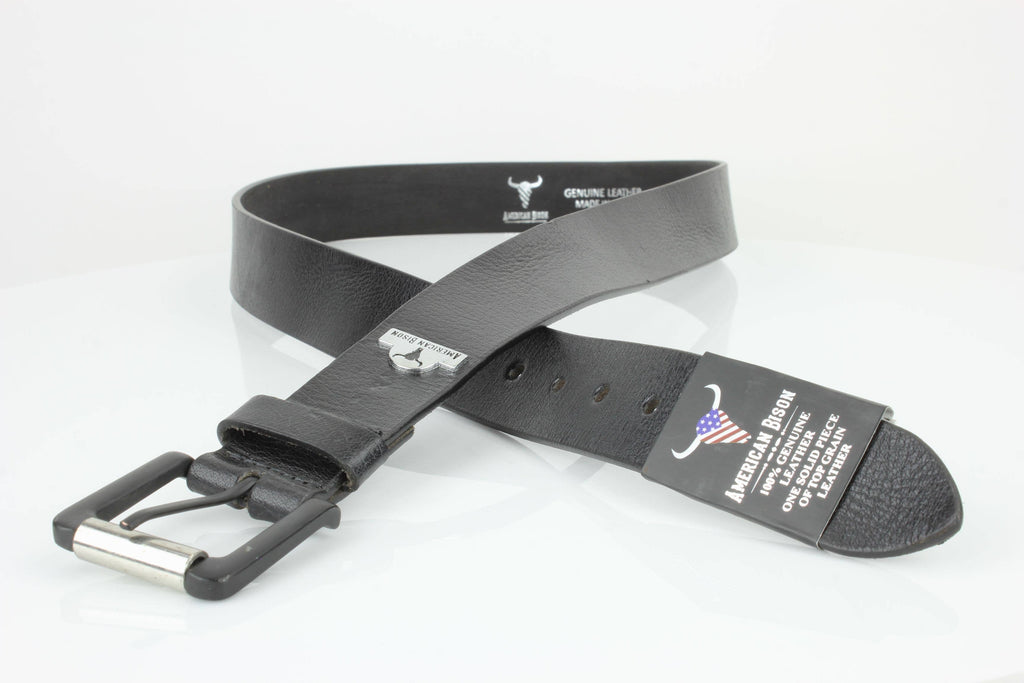 Full Grain Leather Belt with Bison Medallion Brown