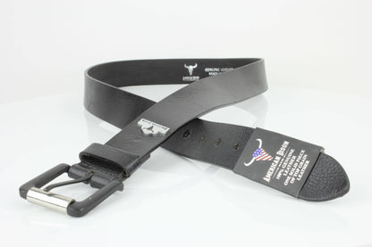 Full Grain Leather Belt with Bison Medallion Brown