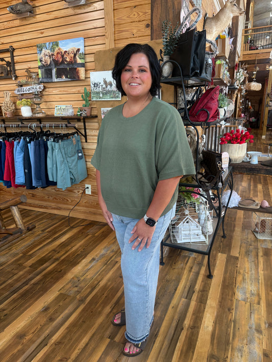 Plus Banded Bottom Shirt Lt Olive