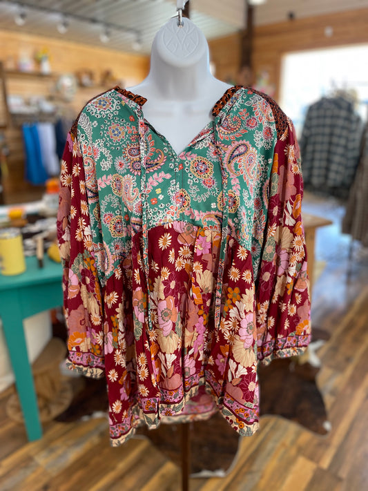 Plus Paisley Mix Printed Blouse