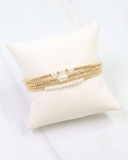 Caroline Hill Pearl Gold Beaded Bracelet Set