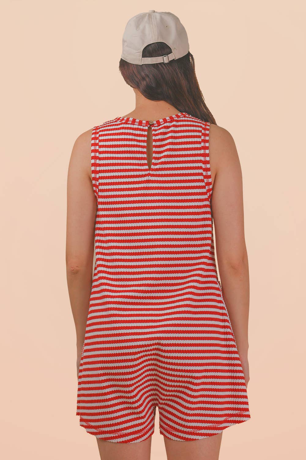 Red Striped Knit Romper
