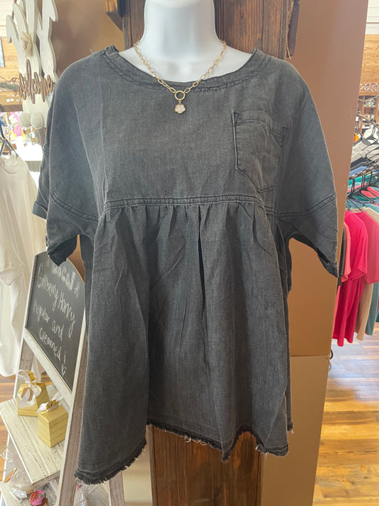Faded Black BabyDoll Tunic