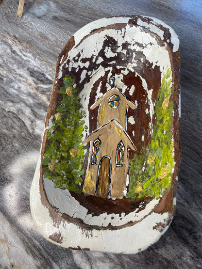 Handpainted Church Dough Bowl