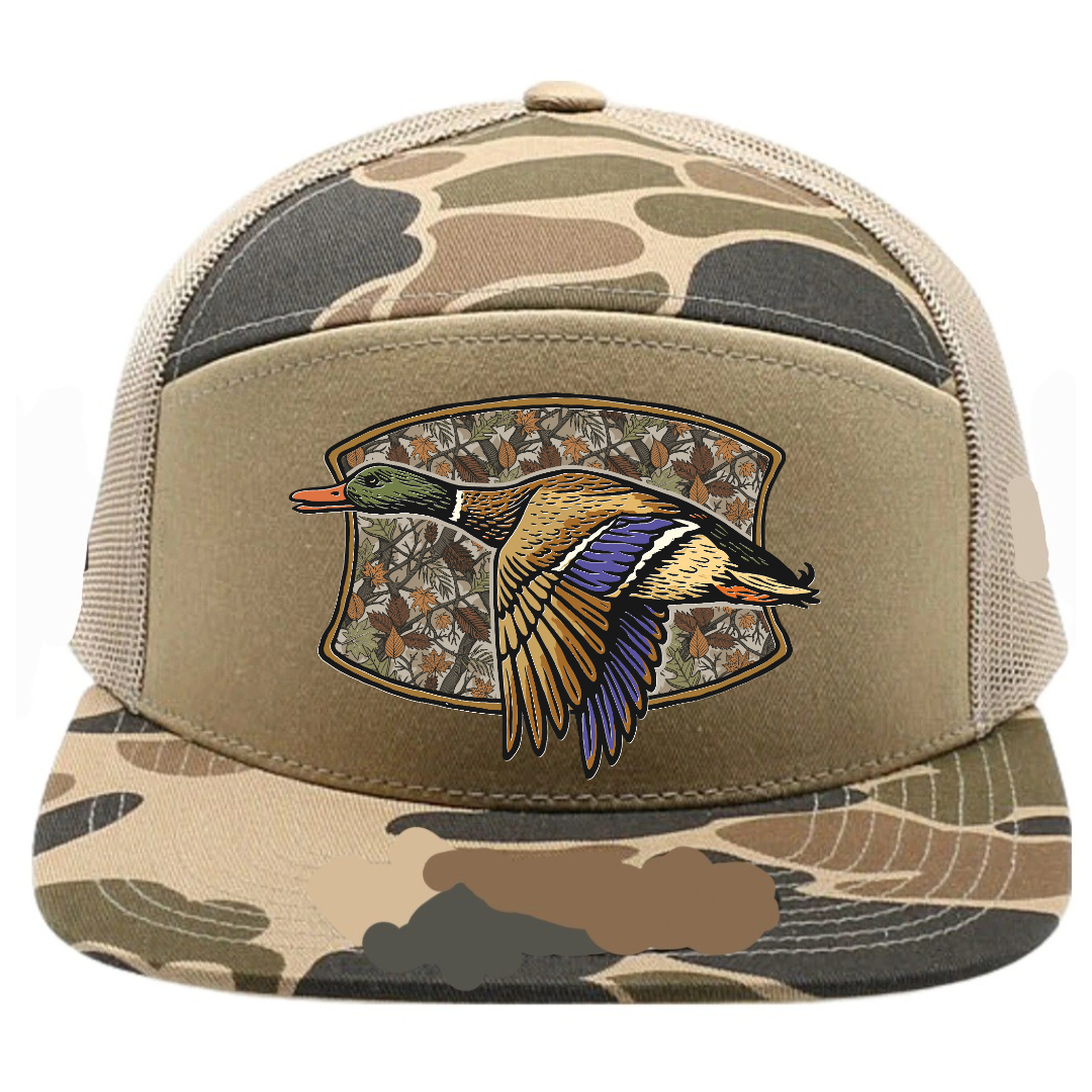 Adult 7 Panel Camo Mallard Duck Snapback Hat