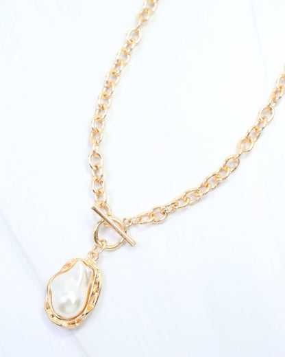 Caroline Hill Pearl Toggle Gold Necklace