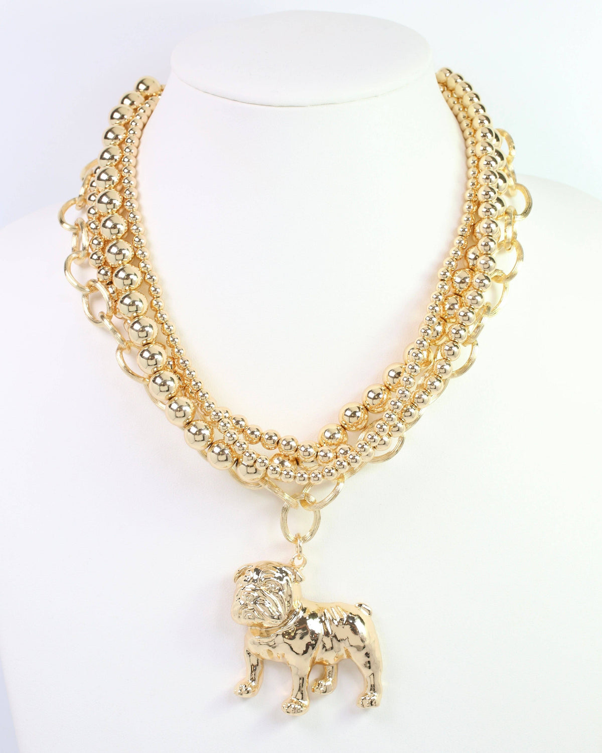 Caroline Hill Layered Dog Necklace Gold