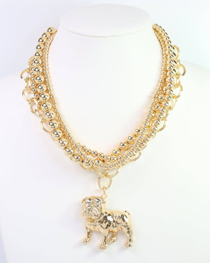 Caroline Hill Layered Dog Necklace Gold
