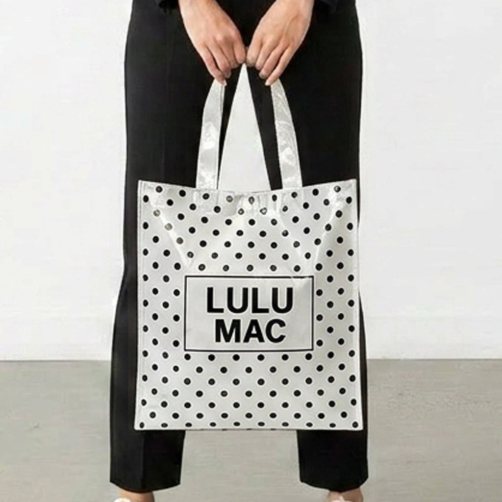 Lulu Mac Tote, White/Black Dots