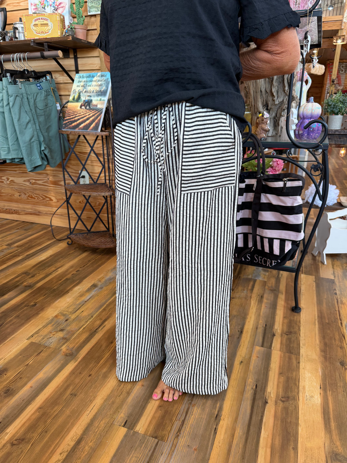 Striped Pants with Pockets Khaki