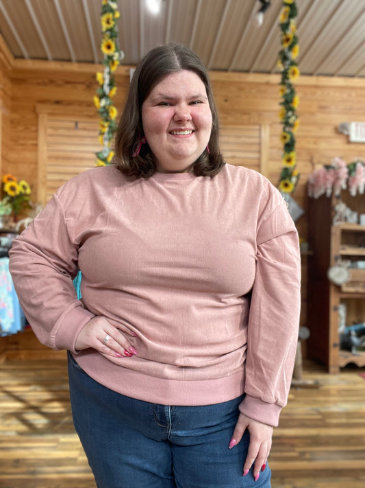 Dusty Pink Ribbed Top