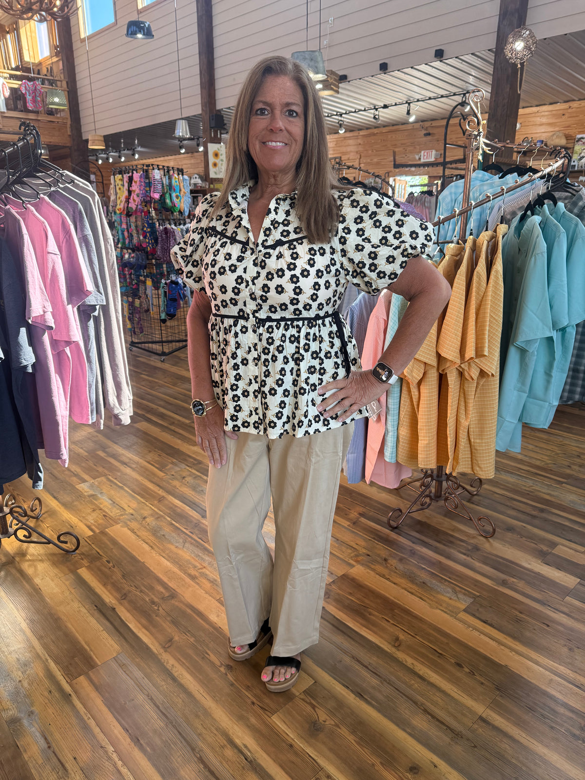 Floral Puffed SS Top