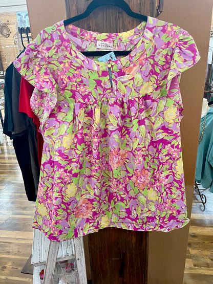 Plus Ruffle Sleeve Top