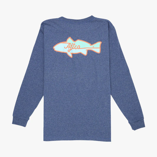 Youth AFTCO LS Tee Red Hot Navy