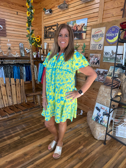 Lime Mix Tiered Dress