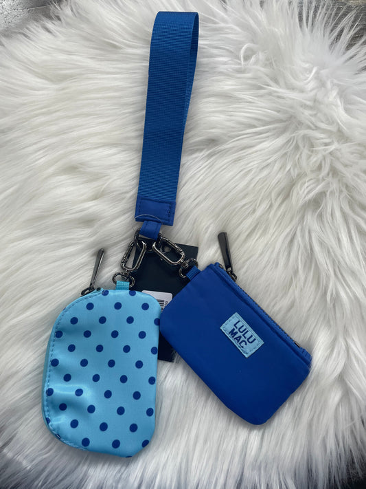 Double Pouch Wristlets Blue Poka Dot