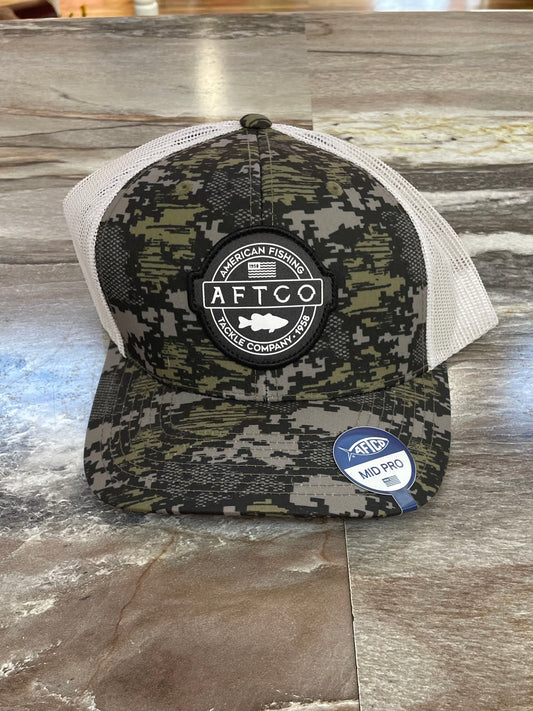 Bass Patch Trucker Hat Green Camo