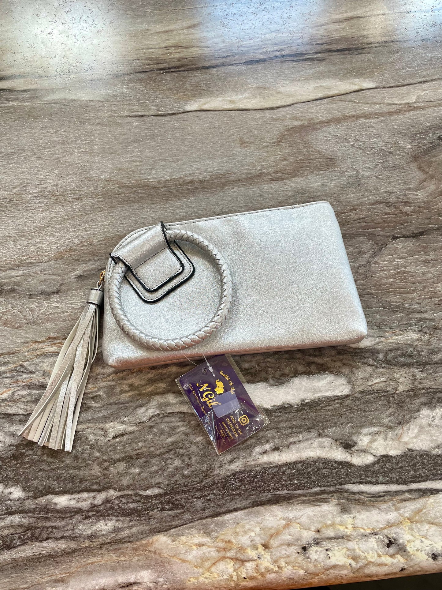 O Ring Wristlet Purse - Silver