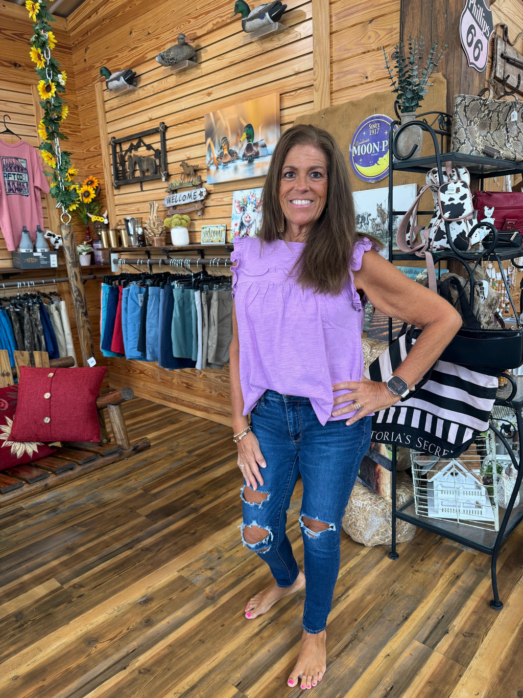 Ruffle Flutter Sleeve Top Lavender