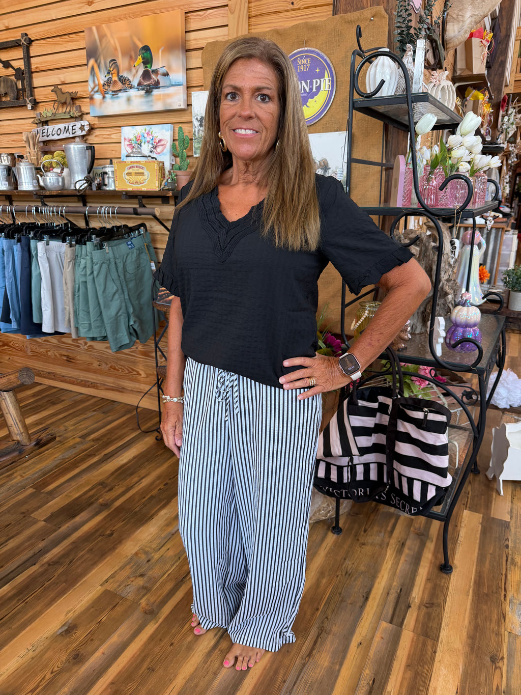 Black and White Striped Pants