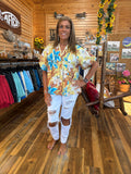 Tropical Puff Sleeve Top Yellow