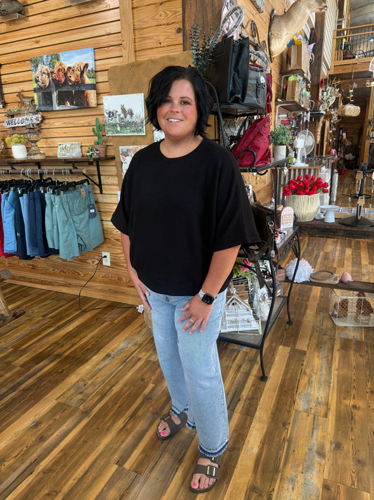 Plus Banded Bottom Shirt Black