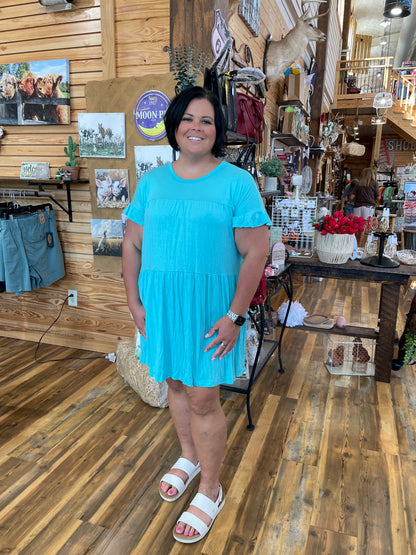 Plus Simple Tiered Dress Mint