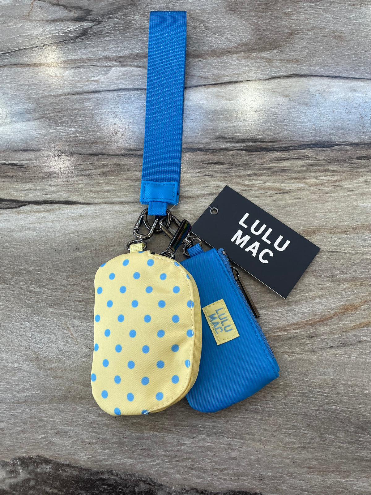 Double Pouch Wristlets Yellow Poka Dot