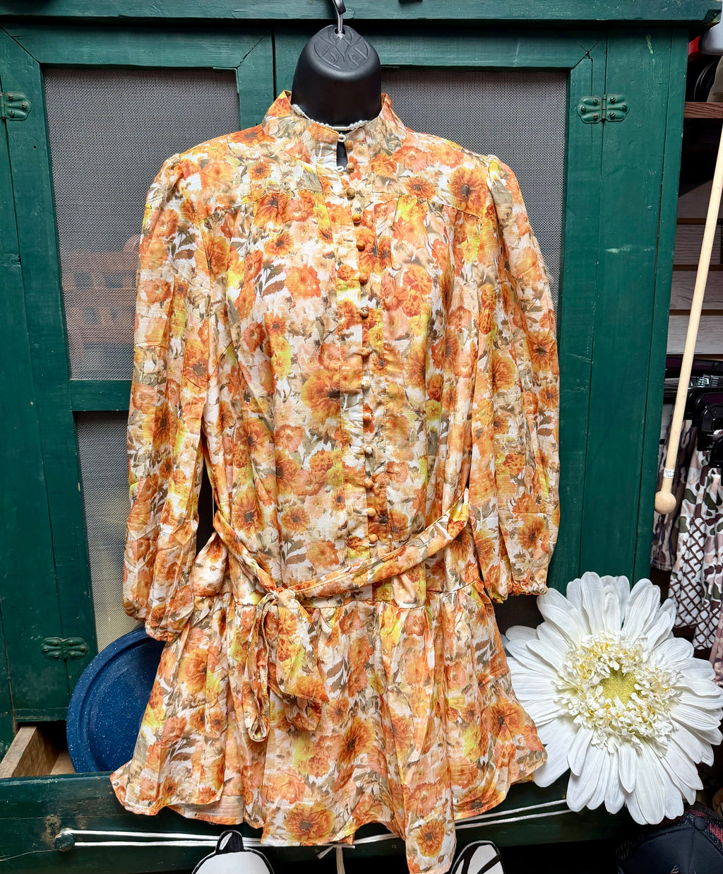 Floral Print High Neck Dress