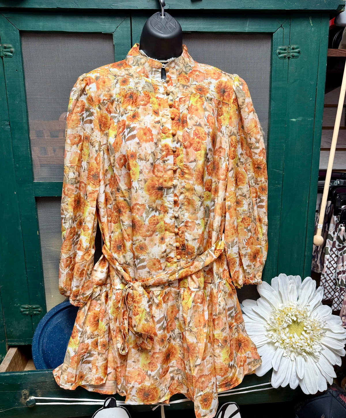 Floral Print High Neck Dress