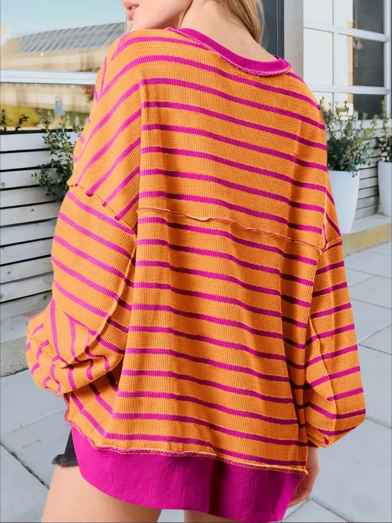 Plus Oversized Striped Henely Shirt