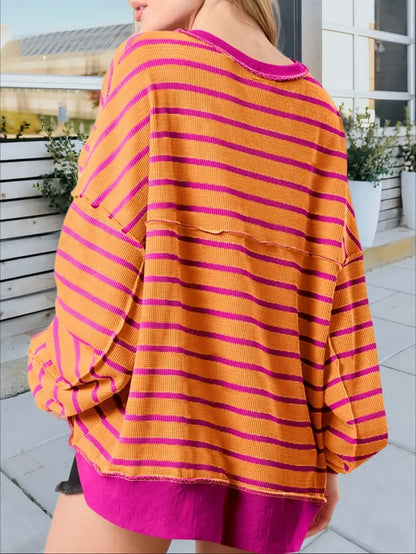 Plus Oversized Striped Henely Shirt
