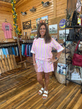 Drop Shoulder Loose Tee and Shorts Set