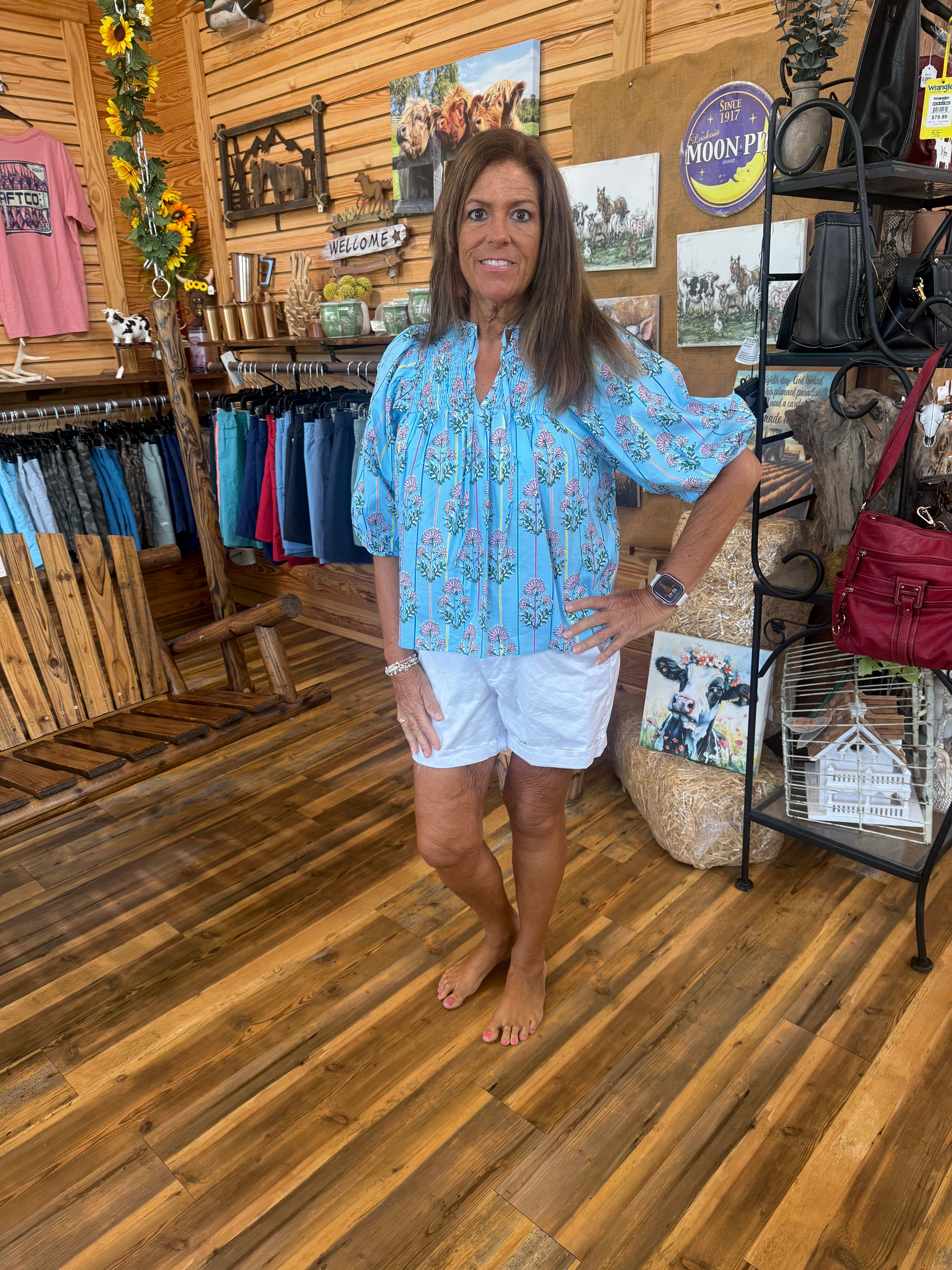 Sky Blue Floral Top
